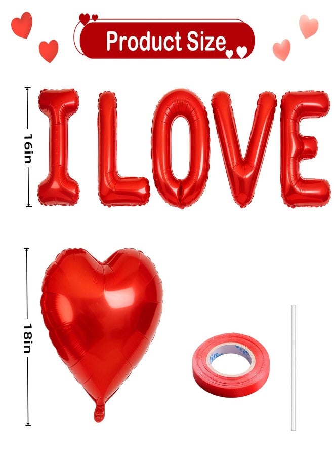 BBPOOL I Love You Balloons,16 Inch Valentines Balloons Red I Love You Balloon Banner with 18 Inch Heart Balloon for Valentine's Day Wedding Bridal Party Decorations - Image 2
