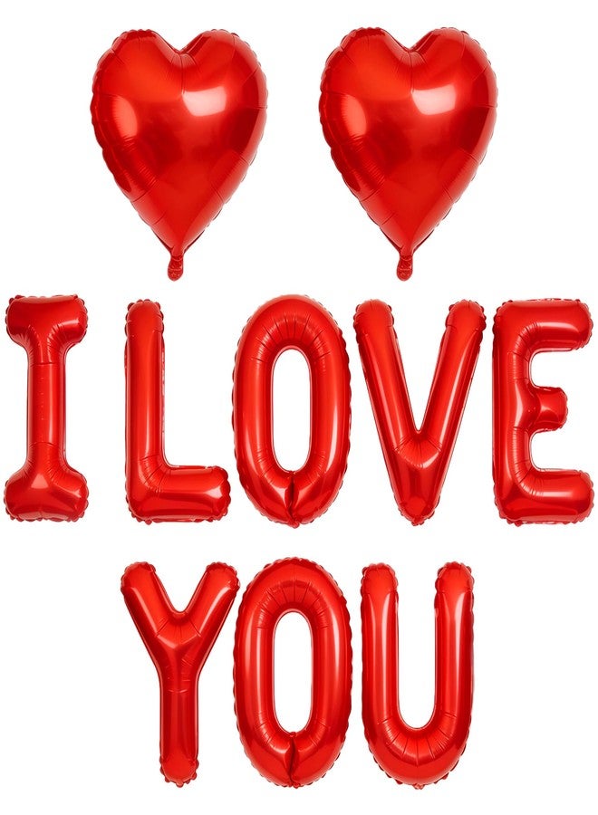 BBPOOL I Love You Balloons,16 Inch Valentines Balloons Red I Love You Balloon Banner with 18 Inch Heart Balloon for Valentine's Day Wedding Bridal Party Decorations - Image 1