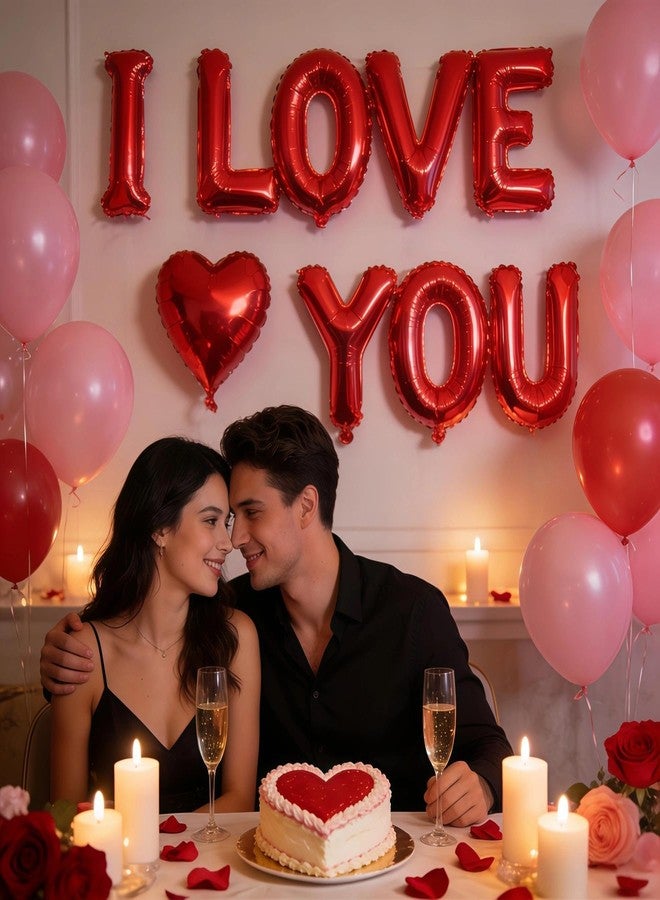 BBPOOL I Love You Balloons,16 Inch Valentines Balloons Red I Love You Balloon Banner with 18 Inch Heart Balloon for Valentine's Day Wedding Bridal Party Decorations - Image 3