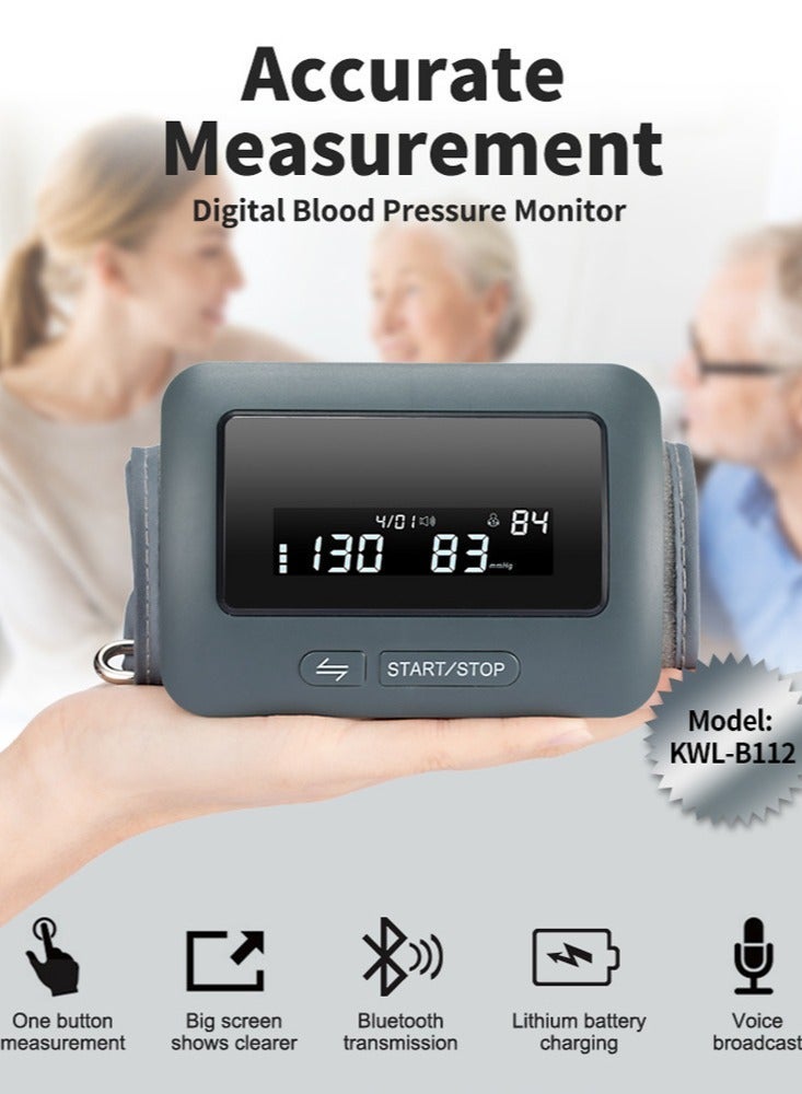 Joshberg Blood Pressure Monitor, Bluetooth Upper Arm Smart Digital Blood BP Machine, LCD Large Screen Wireless Portable USB Rechargeable Automatic Accurate Readings, Voice Prompt Irregular Heartbeat Detection  - Image 2