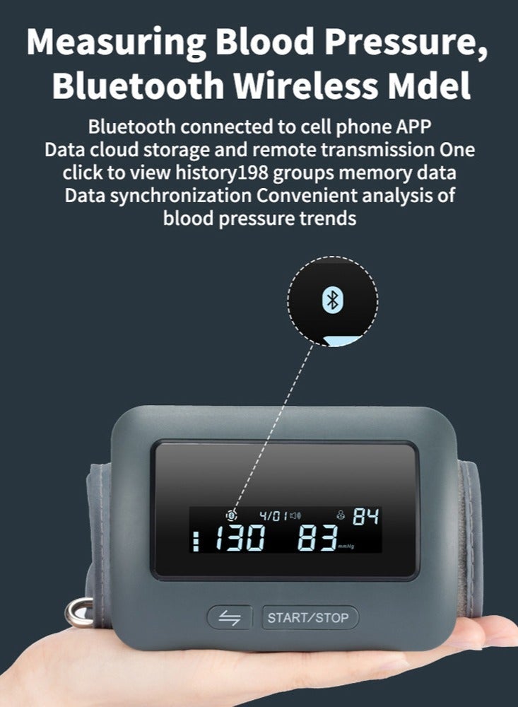 Joshberg Blood Pressure Monitor, Bluetooth Upper Arm Smart Digital Blood BP Machine, LCD Large Screen Wireless Portable USB Rechargeable Automatic Accurate Readings, Voice Prompt Irregular Heartbeat Detection  - Image 4