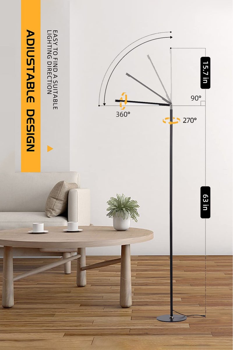 Floor Lamp LED Modern Standing Reading Light Metal Base, 3 Color & Stepless Brightness Dimmer for Living Room Corner Lamp, Office Task Light - Image 4