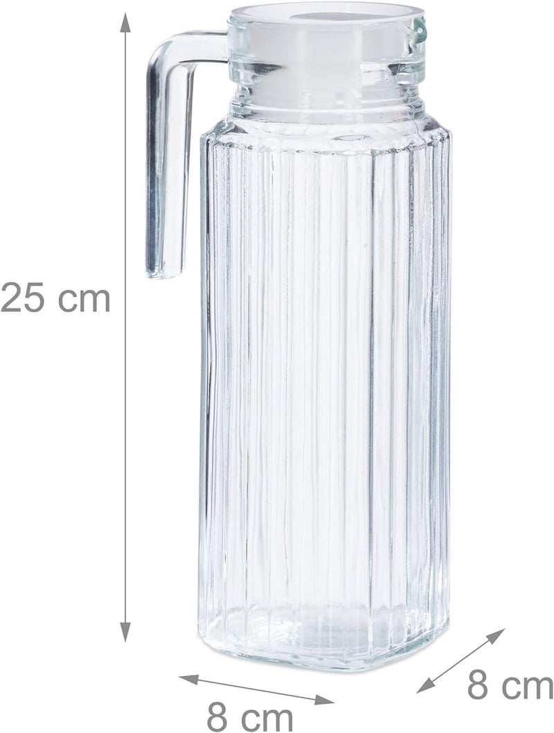 Jinelza 1100ml Glass Lining Water Jug with Plastic Lid & Handle Transparent Beverage Carafe for Home, Office, Pitcher for Serve Water, Milk, Juice, Beverage 1100ML Lining JUG, 1 PCS JUG - Image 5