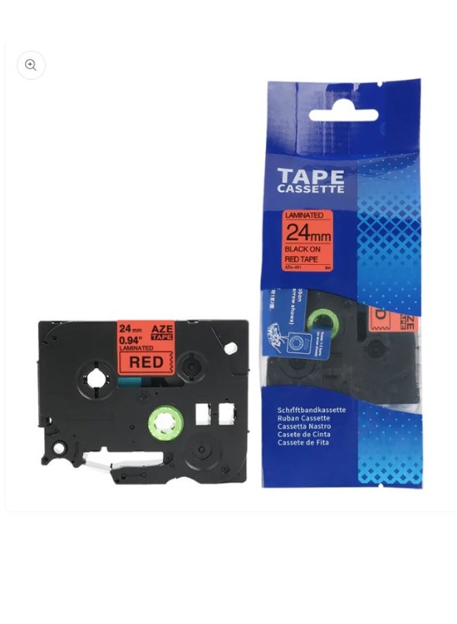 Reacon 24mm x 8 meter Label Tape Cartridge for Brother P-Touch Label Printers (Red)