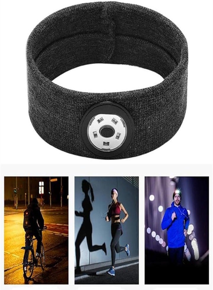 عصابة رأس رياضية مع مصباح أمامي LED: عصابة رأس مضفرة USB قابلة لإعادة الشحن، 5 خرزات LED، غطاء تشغيل 3 أوضاع مصباح أمامي مقاوم للماء، عصابة رأس مرنة عالية مناسبة للتخييم والركض للجنسين - Image 4
