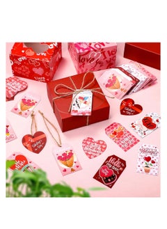 Generic 100pcs Valentine's Day Gift Tags, 10 Styles 2 Shapes Valentines Tags with String Love Heart Tags Labels with Hole Gift Wrap Tag Hanging Paper Ornaments for Wedding Party Crafts  - Image 2