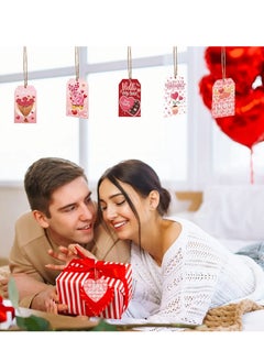 Generic 100pcs Valentine's Day Gift Tags, 10 Styles 2 Shapes Valentines Tags with String Love Heart Tags Labels with Hole Gift Wrap Tag Hanging Paper Ornaments for Wedding Party Crafts  - Image 3