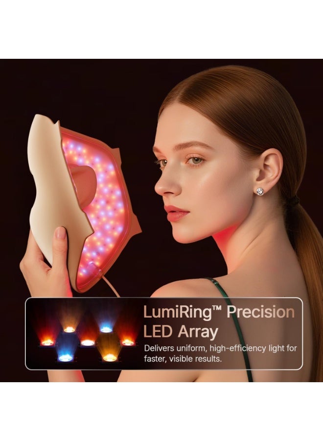 Hello Face 4D Red Light Therapy Mask – 311 LEDs, 850nm Infrared Long Wavelength, Facial Skin Improvement, Leak-Proof Light, 3000mAh Rechargeable, Remote Control, Khaki - Image 4