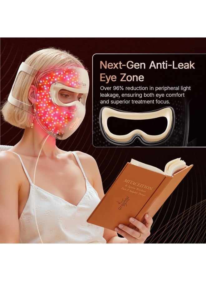 Hello Face 4D Red Light Therapy Mask – 311 LEDs, 850nm Infrared Long Wavelength, Facial Skin Improvement, Leak-Proof Light, 3000mAh Rechargeable, Remote Control, Khaki - Image 2