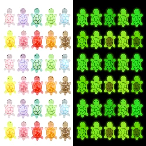 QUPIVA 120Pcs Mini Resin Turtles, Glow in The Dark Miniature Tiny Turtles for Crafts, Micro Resin Animals Figurines for DIY Fairy Garden Dollhouse Micro Landscaping Decoration - Image 3
