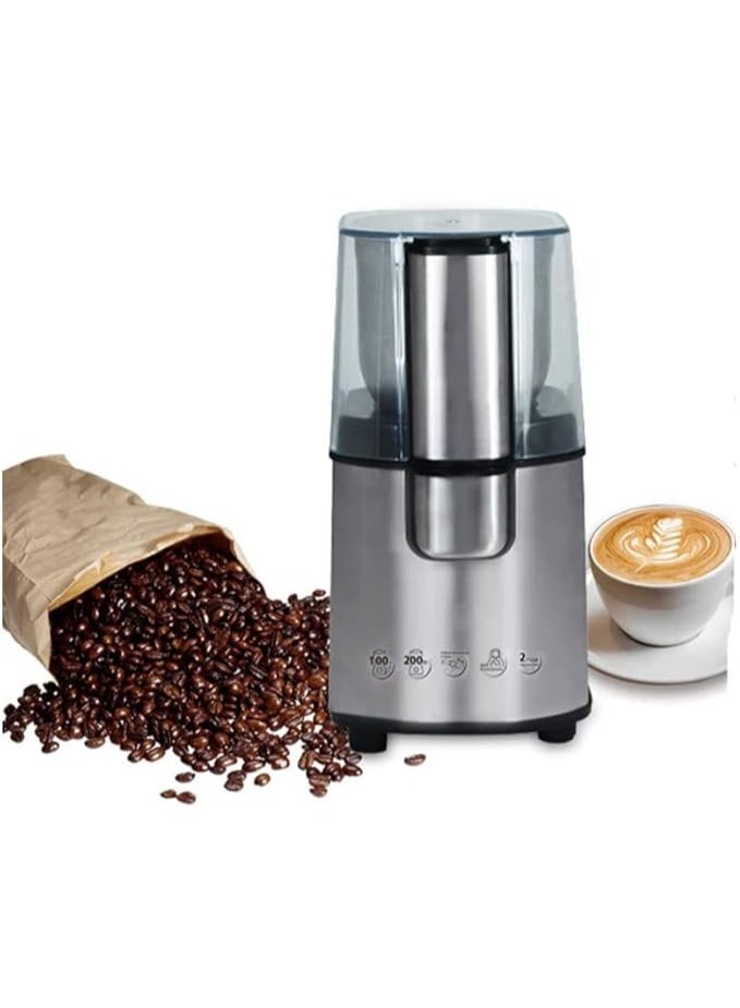 سوكاني مطحنة قهوة كهربائية متعددة الوظائف، ٩٠ مل، ٢٠٠ واط SM-3020s، فضي/شفاف - Image 1