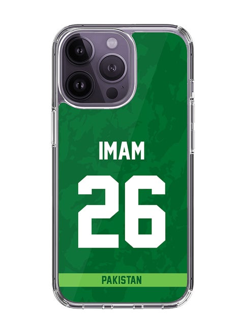 Classic Clear Case for iPhone 14 Pro , Hybrid Soft Case Transparent Cover - Player Name - Imam-ul-Haq, Jersey Number- 26