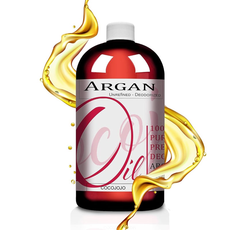 cocojojo Argan Oil Deodorized Argan Oil for Hair Hair Treatment Oils Hair Oils 100 Pure Argan Oil Organic Argan Oil for Face Unrefined Unscented Cold Pressed Extra Virgin  32 Oz