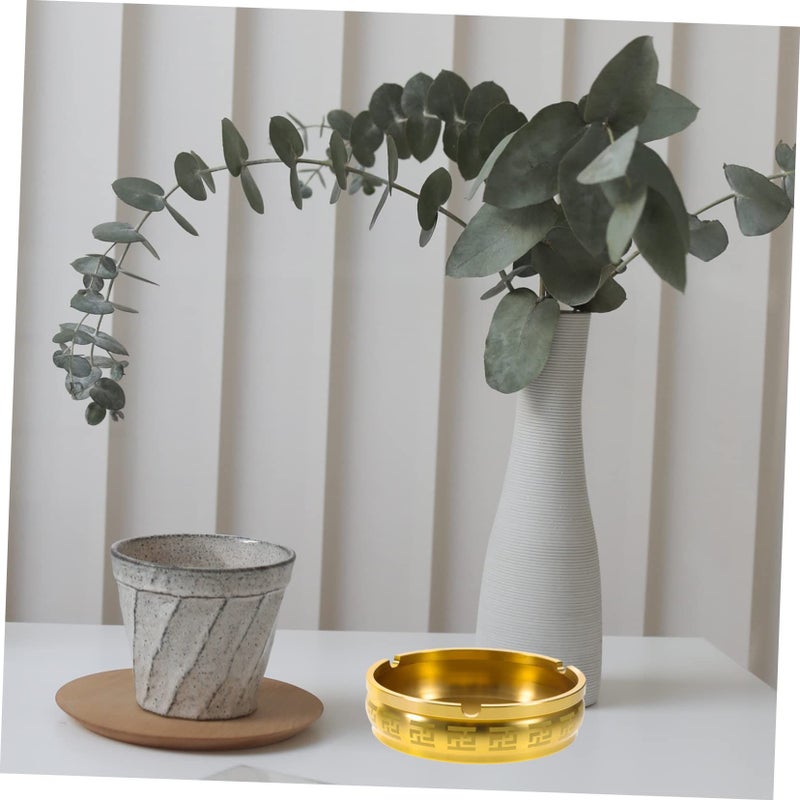 Vintage Metal Round Ashtray For Home Office Indoor Outdoor Tabletop Decor As Shown - Image 5
