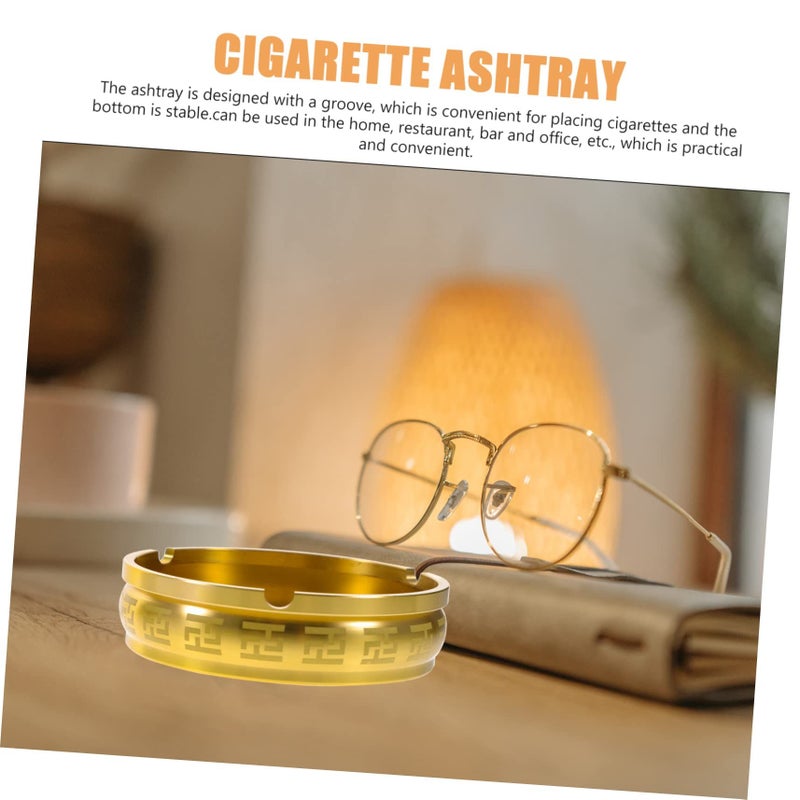 Vintage Metal Round Ashtray For Home Office Indoor Outdoor Tabletop Decor As Shown - Image 3