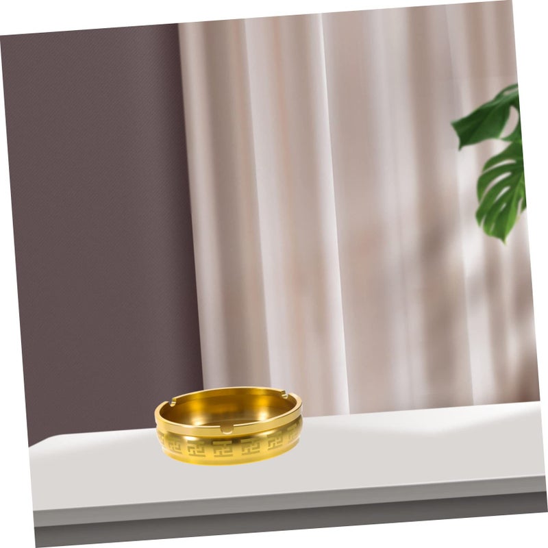 Vintage Metal Round Ashtray For Home Office Indoor Outdoor Tabletop Decor As Shown - Image 4