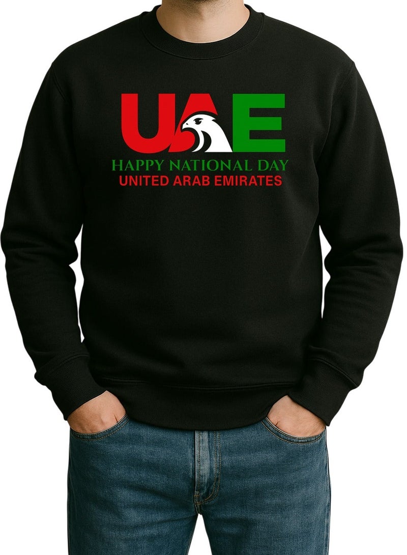 UAE Falcon Sweatshirt – Happy National Day Bold Flag Design | Unisex Emirati Heritage Pullover - Image 1