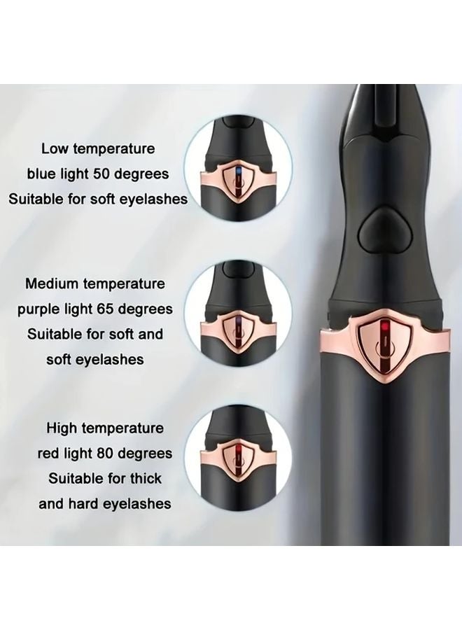 Black USB Heated Eyelash Curler With Brush 3 Heat Settings 10 Second Preheat - Image 4