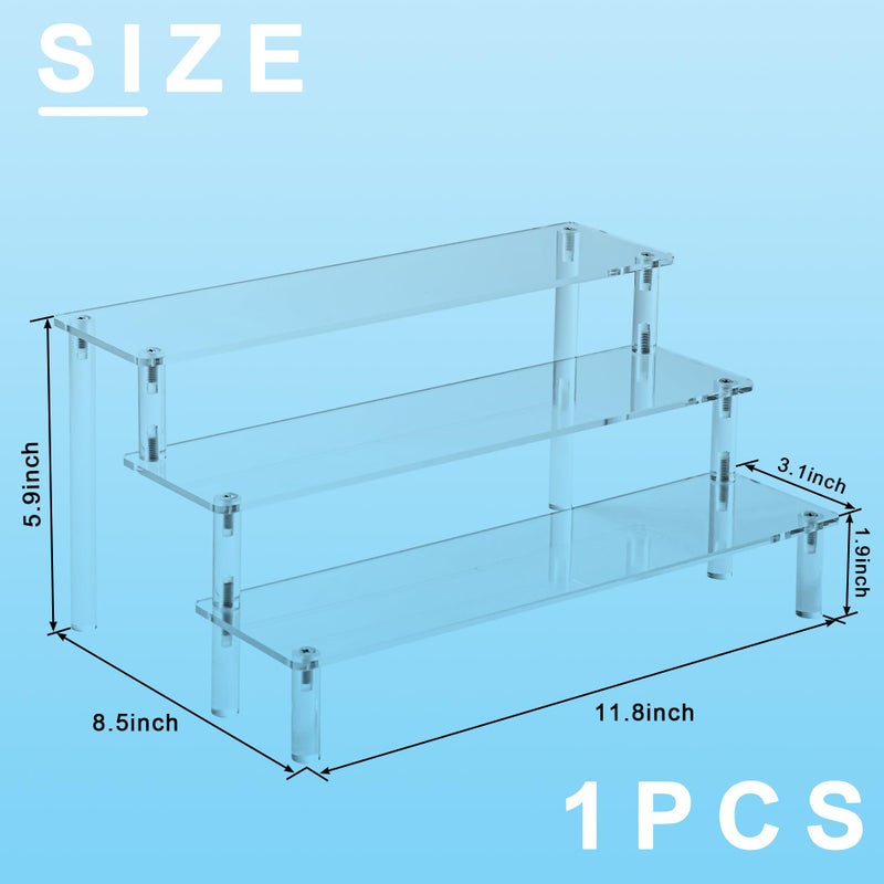 Hoewina Acrylic Display Stand Risers, 3 Tier Perfume Stand Organizer, Clear Cupcake Stand Holder, Large Shelf Risers for Figures, Display Shelf for Collectibles, Dessert Shelves for Decoration and Organizer - Image 2