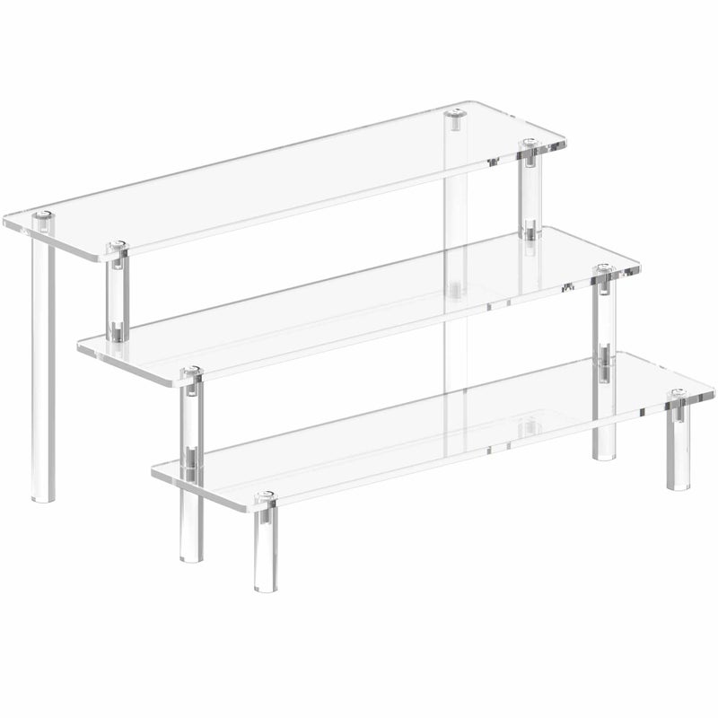 Hoewina Acrylic Display Stand Risers, 3 Tier Perfume Stand Organizer, Clear Cupcake Stand Holder, Large Shelf Risers for Figures, Display Shelf for Collectibles, Dessert Shelves for Decoration and Organizer - Image 1