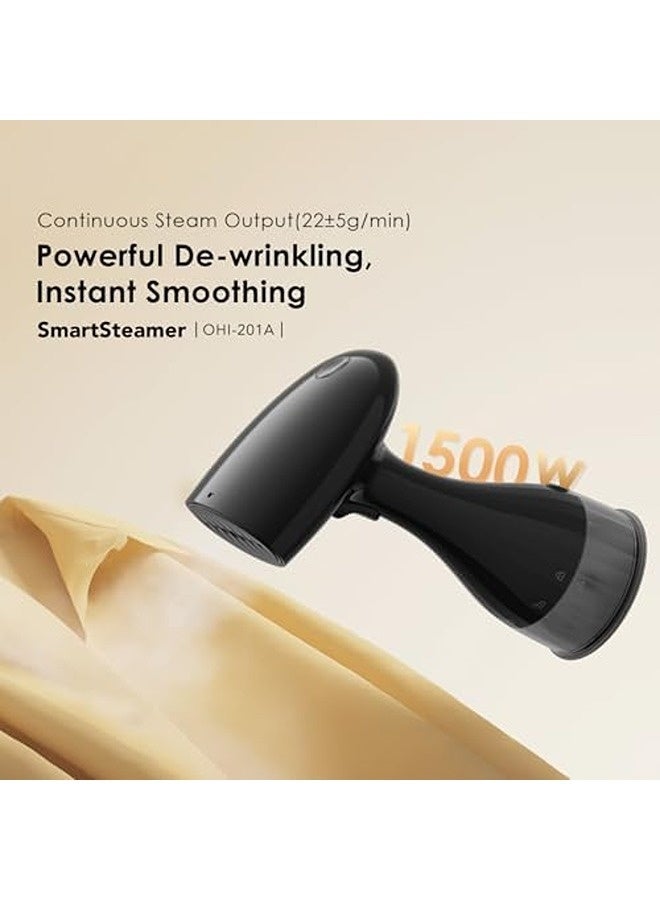 Oraimo 2-in-1 Handheld Garment Steamer (1500W) – Fast 35s Heat-Up, 22g/min Continuous Steam, Metal Plate, 220ml Tank, Lint Brush Attachment, Diamond Texture Design, 2m Cord, Ideal for All Fabrics & Travel - Image 2