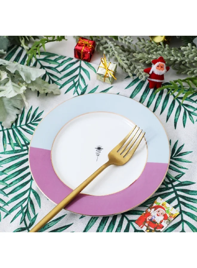 Bien Servi 3-Piece Round Shaped Calligraphic Dessert Plate Set Multicolor
