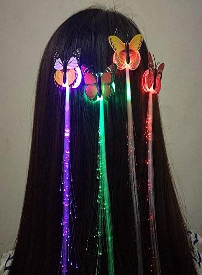 Newvent® 12Pcs Led Flashing Light Butterfly Hair Pin | Girl And Women Party Favours | Braid Optical Fibber Hairpin Party Decor (Multicolour) - Image 3