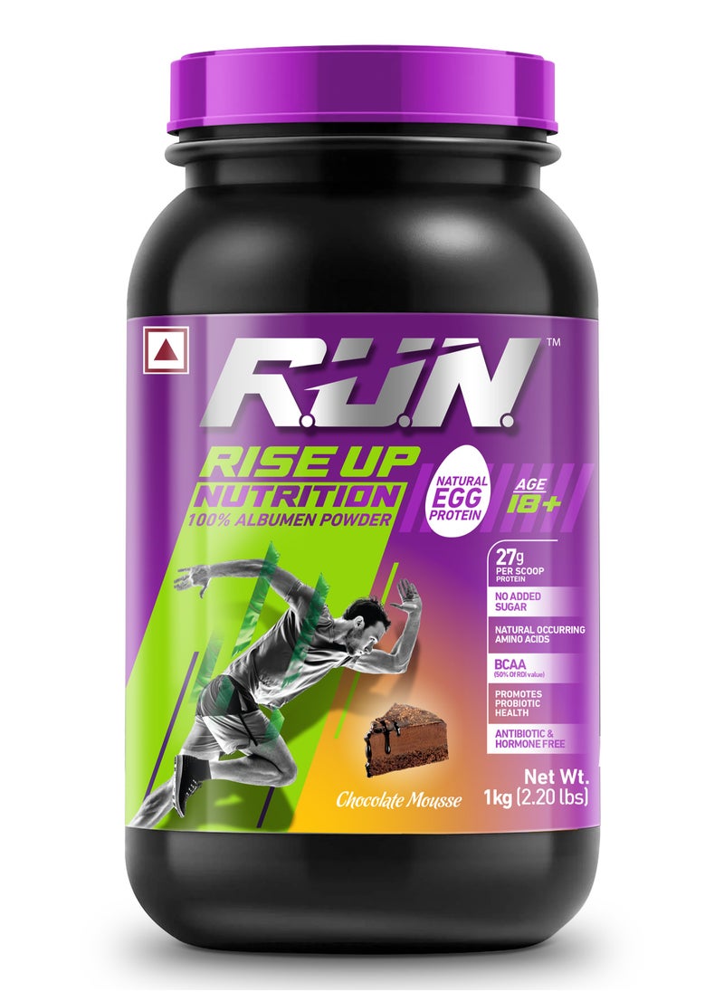 Rise Up Nutrition - 100% Egg White Protein Powder, Natural Egg Protein, 27g Protein, 14g EAA, Lactose Free, Soy Free, Gluten Free, 2.20 lbs/1 kg, Chocolate Mousse - Image 1