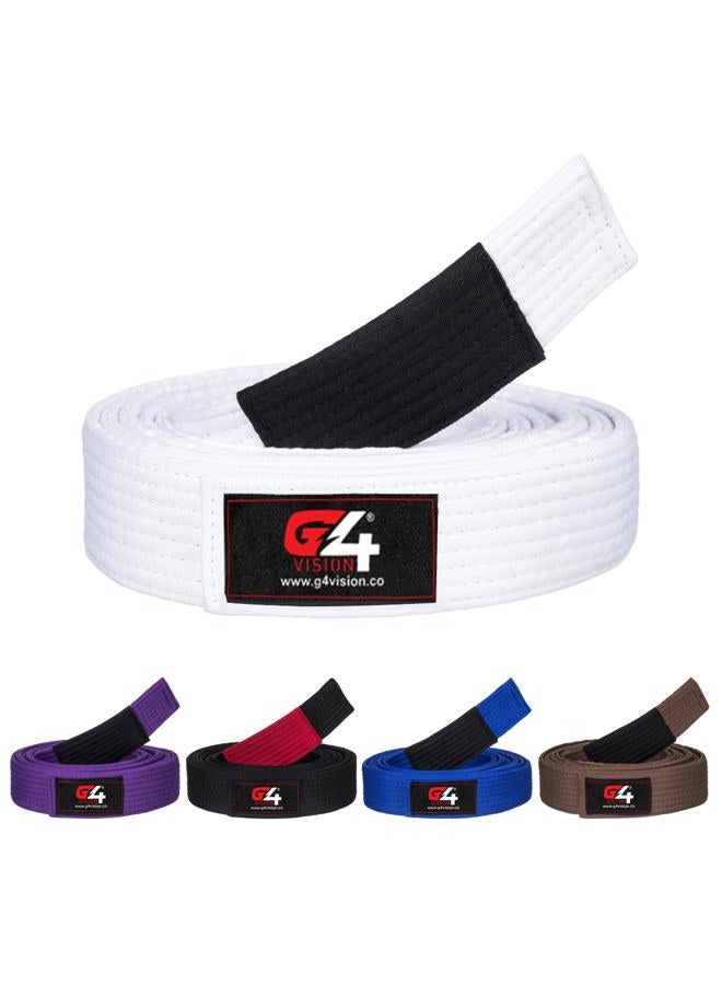 G4 VISION Jiu Jitsu Belt BJJ Belts Brazilian Adult A1 A2 A3 A4 Black Brown Purple Blue White, White, A4 - Image 1