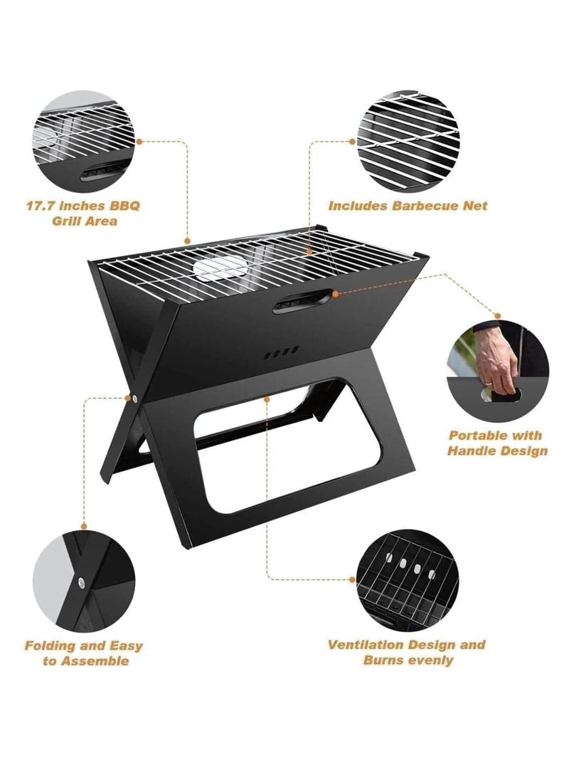Manful Portable Charcoal Grill for Camping Cooking Stainless Steel Mini Folding Grill Stove for Travel, Picnic, Motorhome with Cover BBQ Cooking for Outdoor Camping  - Image 2