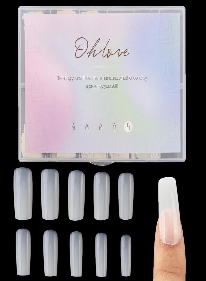 Ohlove 500Pcs Medium Square Nail Tips Full Cover Acrylic False Nails with Case for DIY Nail Art, 10 Sizes (Natural) - Image 1