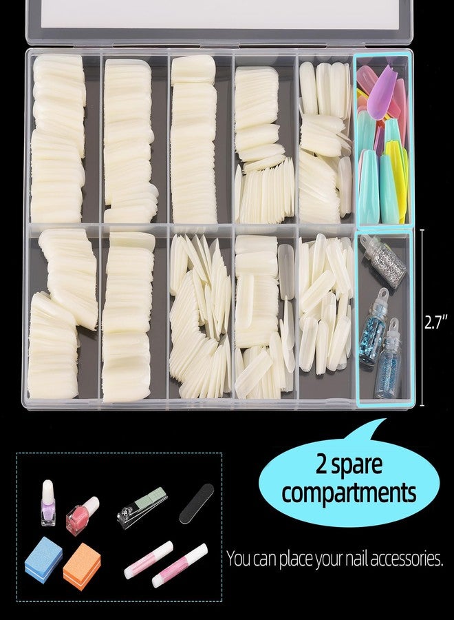 Ohlove 500Pcs Medium Square Nail Tips Full Cover Acrylic False Nails with Case for DIY Nail Art, 10 Sizes (Natural) - Image 4