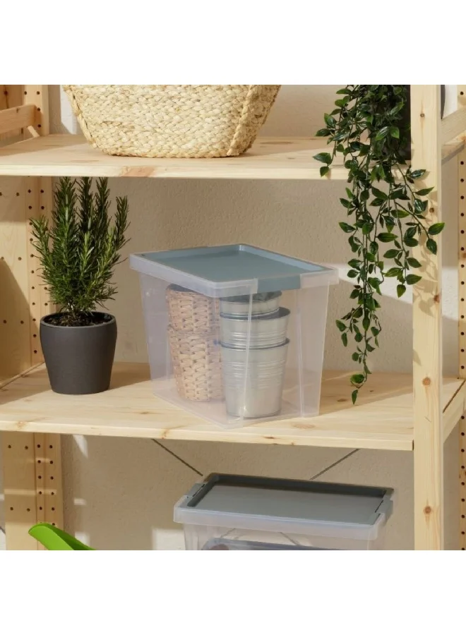 TATAY Multi Purpose Stackable Storage Box with Lid Blue Mist and Clear 35 L 1157400