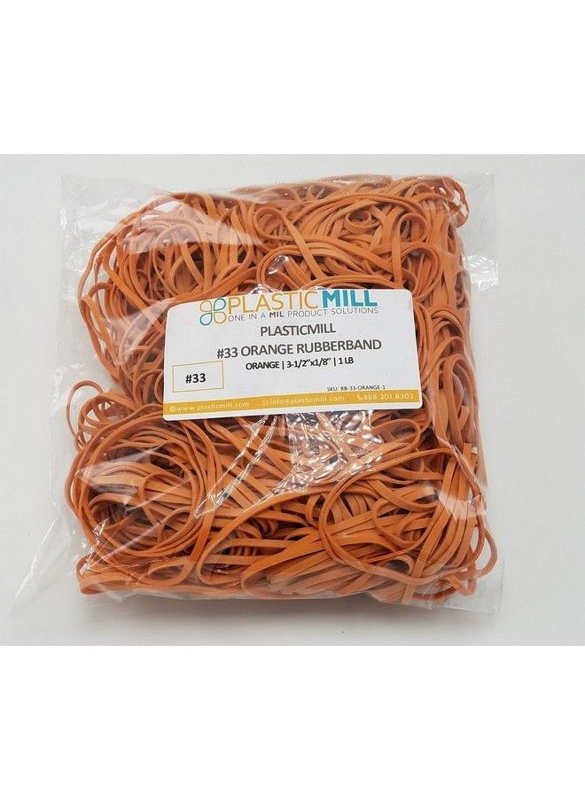 PlasticMill - Rubber Bands 33 Size Orange Rubberbands 1Lb 500 Count. - Image 1