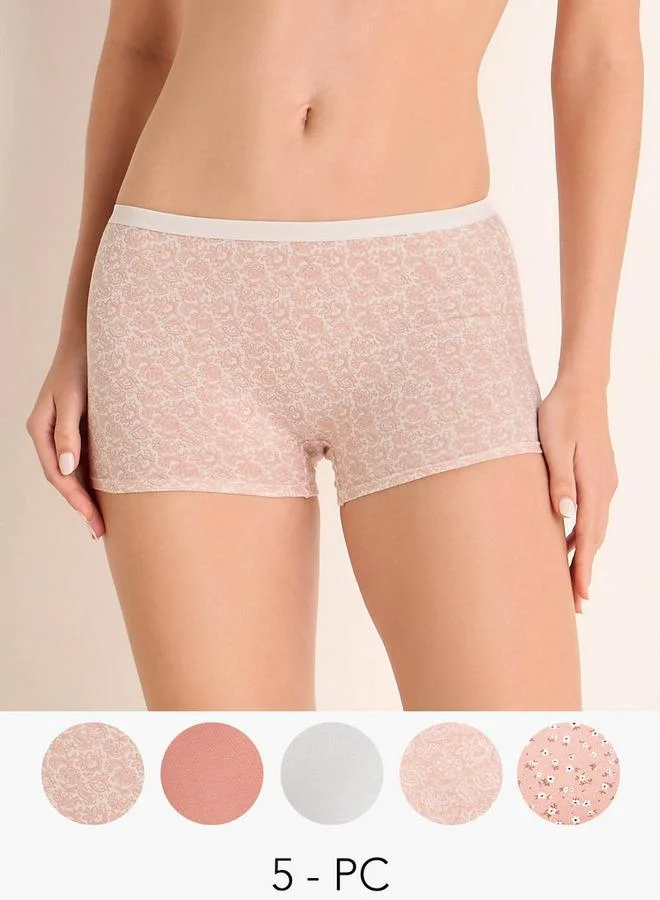 Pack of 5 Intimates Elastic Waist Boyshort Briefs