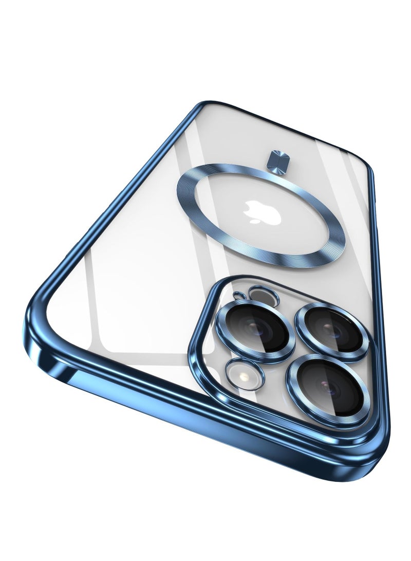 ملبوس غطاء آيفون 16 برو مع حماية كاملة لعدسة الكاميرا بتقنية ماغسيف، غطاء هاتف أنيق مع طلاء كهربائي وشفط مغناطيسي، تصميم كامل للحماية من الصدمات لهاتف آيفون 16 برو. - Image 1