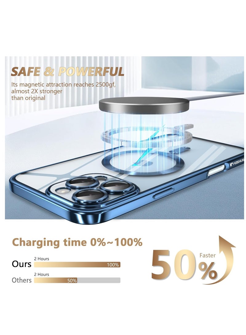 ملبوس غطاء آيفون 16 برو مع حماية كاملة لعدسة الكاميرا بتقنية ماغسيف، غطاء هاتف أنيق مع طلاء كهربائي وشفط مغناطيسي، تصميم كامل للحماية من الصدمات لهاتف آيفون 16 برو. - Image 5