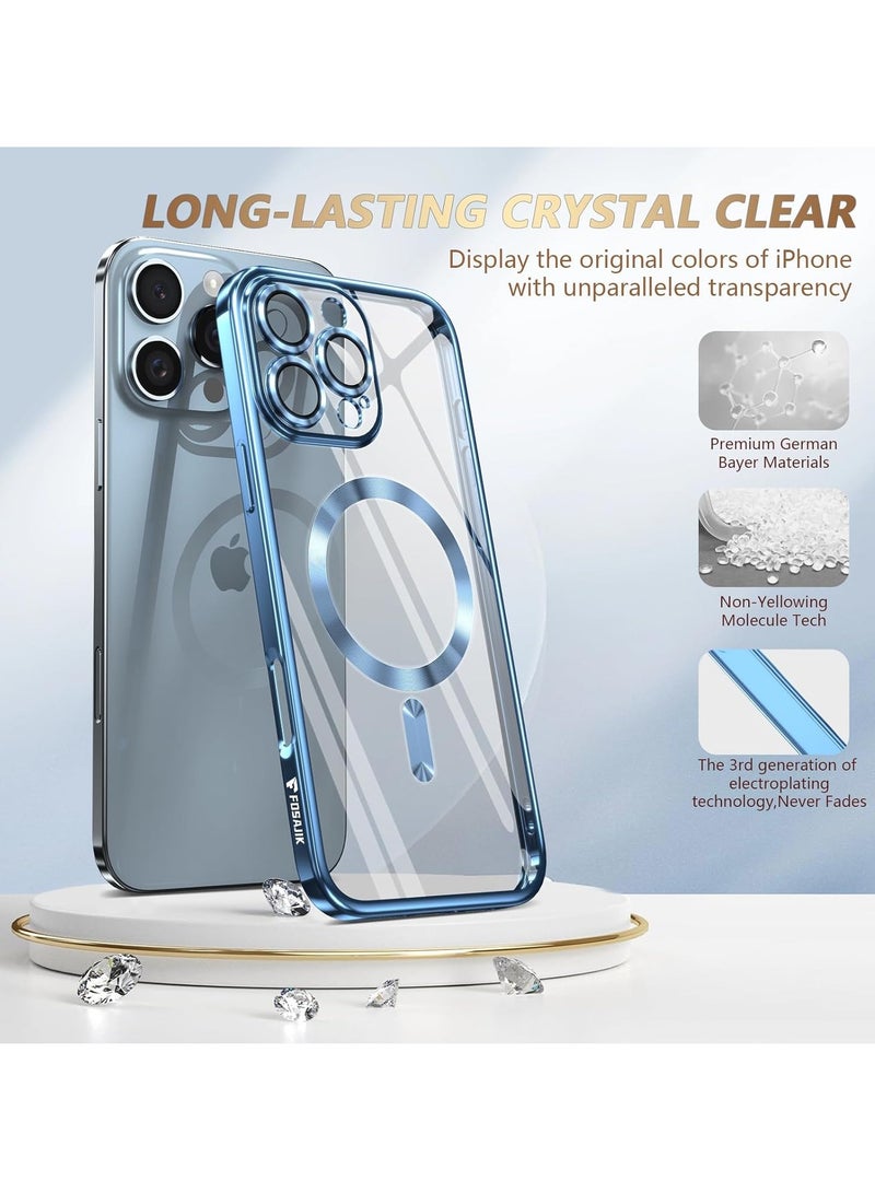 ملبوس غطاء آيفون 16 برو مع حماية كاملة لعدسة الكاميرا بتقنية ماغسيف، غطاء هاتف أنيق مع طلاء كهربائي وشفط مغناطيسي، تصميم كامل للحماية من الصدمات لهاتف آيفون 16 برو. - Image 2