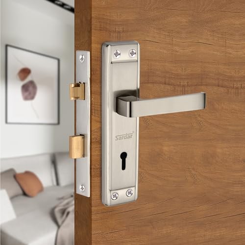 SARDAR Titan 7 Inch Iron Handle Set|2 Keys | 6 Lever Single Turn Lock Set| Handle Set for Door, Bathroom, Bedroom, Living Room| (SS) - Image 1