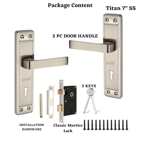 SARDAR Titan 7 Inch Iron Handle Set|2 Keys | 6 Lever Single Turn Lock Set| Handle Set for Door, Bathroom, Bedroom, Living Room| (SS) - Image 3