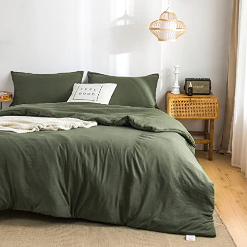 COTTEBED Ultra-Soft Cozy Twin Bedding Comforter Sets Bed, Lightweight All Season Use Warm Fluffy, Made with Washed PolyCotton Microfiber Fabric,1 Comforter 1 Pillow Sham, Twin/Twin XL Dark Olive Green - Image 1