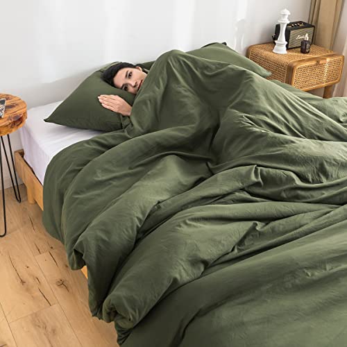 COTTEBED Ultra-Soft Cozy Twin Bedding Comforter Sets Bed, Lightweight All Season Use Warm Fluffy, Made with Washed PolyCotton Microfiber Fabric,1 Comforter 1 Pillow Sham, Twin/Twin XL Dark Olive Green - Image 2