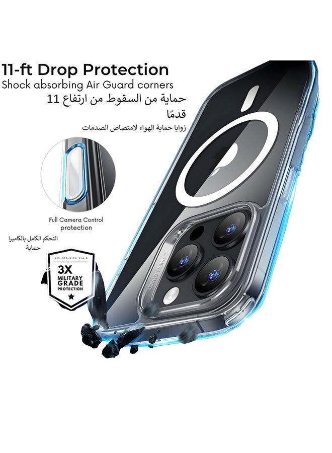 اي اس ار ESR كفر آيفون 16 برو، مع زر تحكم بالكاميرا، متوافق مع MagSafe، حماية عسكرية، حامل مدمج (Stash Stand)، شفاف - Image 1