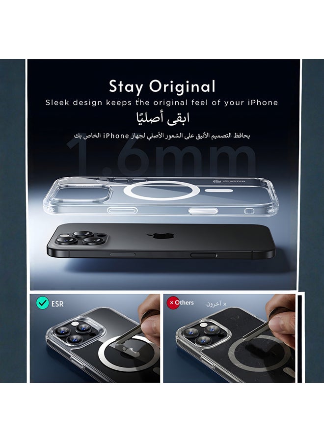 اي اس ار ESR كفر آيفون 16 برو، مع زر تحكم بالكاميرا، متوافق مع MagSafe، حماية عسكرية، حامل مدمج (Stash Stand)، شفاف - Image 4