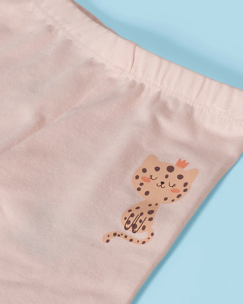 REDTAG Infant Girls Pink Printed Trousers
