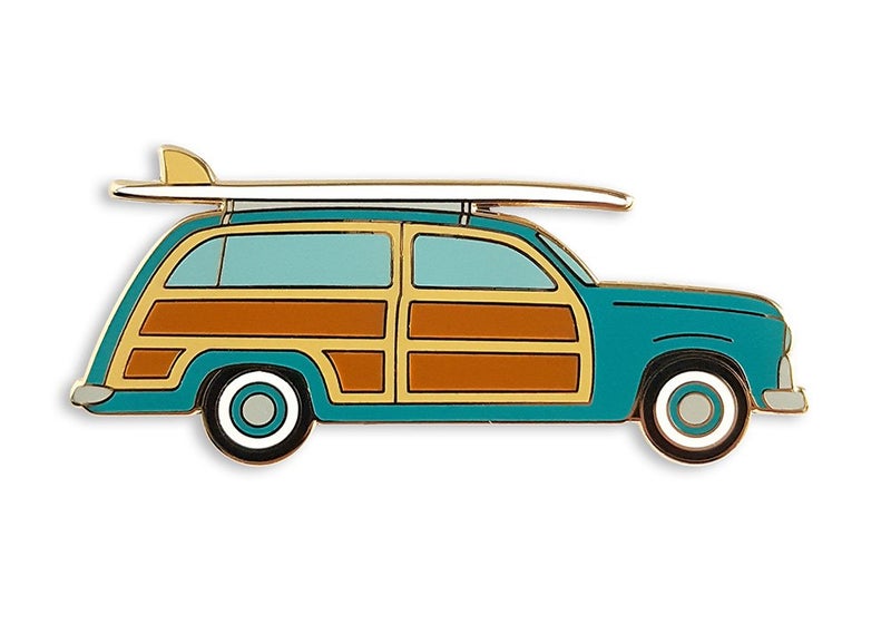 Pinsanity Woodie Surf Wagon Enamel Lapel Pin - Image 1