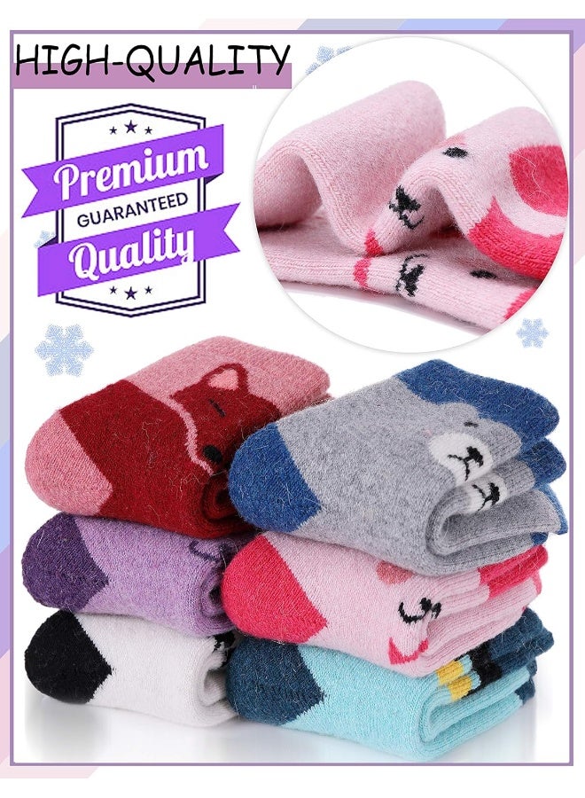 PROETRADE ProEtrade Wool Socks for Kids Toddlers Girls Boys Warm Thick Walking Winter Thermal Crew Heavy Boot Cosy Gift Hiking Socks 6 Pack, Mix Animal, 8-12 Years - Image 4