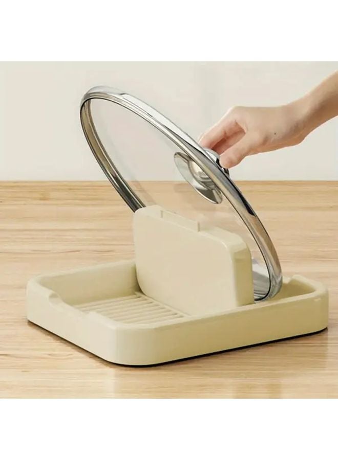 Beige Foldable Pot Lid Holder Stovetop Organizer For Kitchen Countertops - Image 4