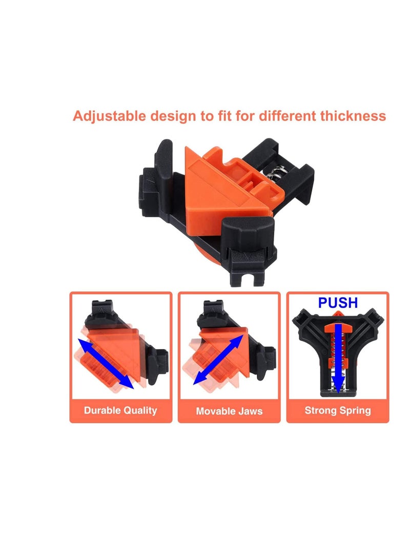 Zikra Corner Clamps, 90 Degree Angle Clamps, 4Pcs Adjustable 90 Degree Clamps for Woodworking Right Angle Clamp Multifunctional Single Handle Spring Loaded Swing Clip Fixer - Image 3