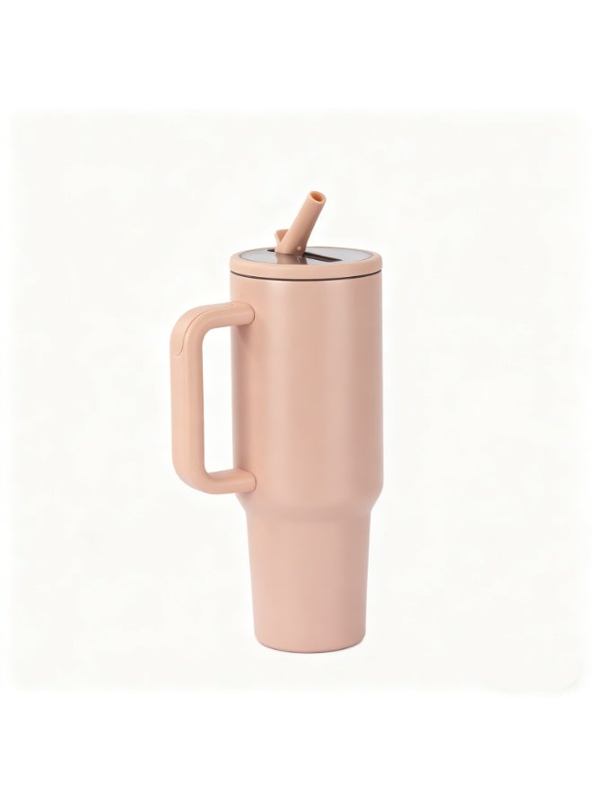 VTERLY 40oz Tumbler with Handle and Straw Lid, Insulated Stainless Steel Water Bottle, Reusable Leak Proof Travel Mug for Hot & Cold Drinks, BPA Free Car Cup for Coffee, Iced Tea, Smoothie, Camping, Hiking - Image 1